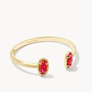 NWT Kendra Scott Elton Gold Cuff Bracelet in Bronze Veined Red Fuchsia Magnesite